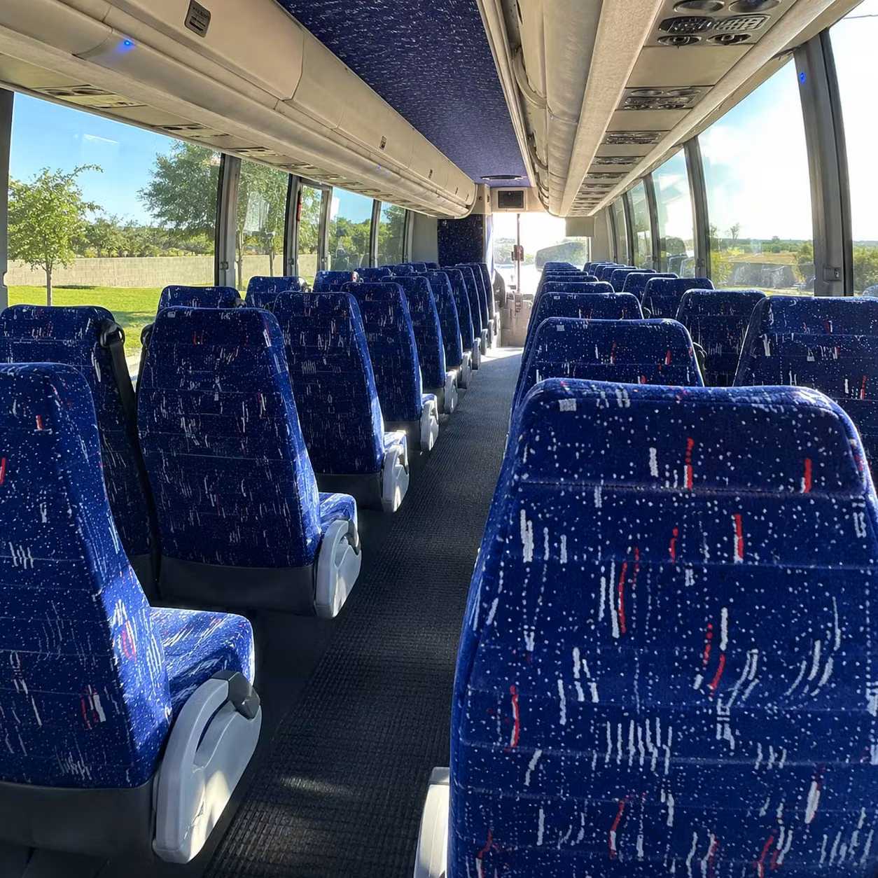 56 passenger charter bus inside